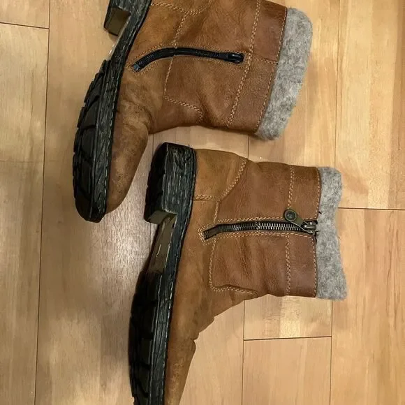 Rieker Brown Leather Ankle Boots with Wool Lining Size 37 - Picture 4 of 8